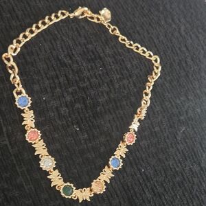 Gucci Elegant Gold Multicolor Gemstone Necklace
